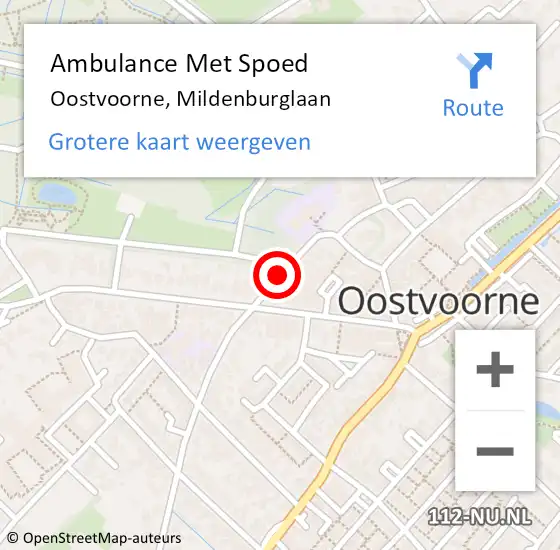 Locatie op kaart van de 112 melding: Ambulance Met Spoed Naar Oostvoorne, Mildenburglaan op 25 juli 2021 08:26