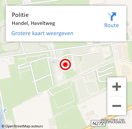 Locatie op kaart van de 112 melding: Politie Handel, Haveltweg op 25 juli 2021 08:38