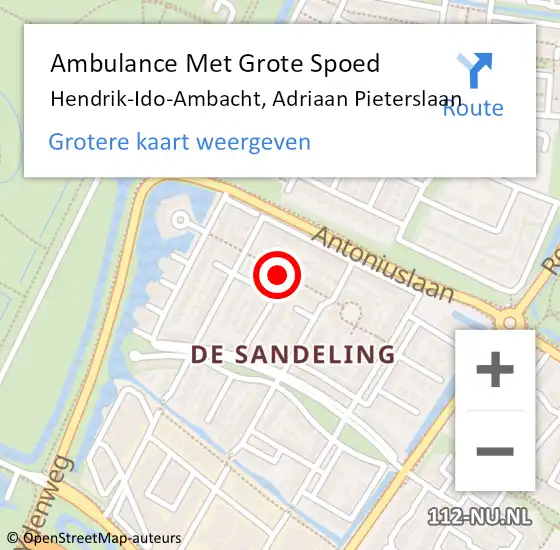 Locatie op kaart van de 112 melding: Ambulance Met Grote Spoed Naar Hendrik-Ido-Ambacht, Adriaan Pieterslaan op 25 juli 2021 08:51