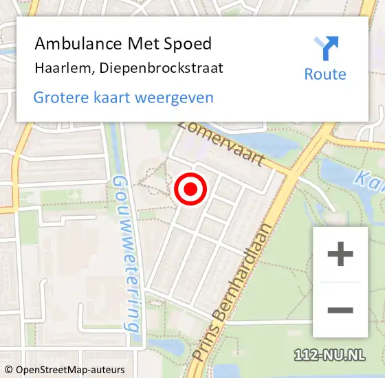 Locatie op kaart van de 112 melding: Ambulance Met Spoed Naar Haarlem, Diepenbrockstraat op 25 juli 2021 09:07