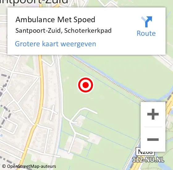 Locatie op kaart van de 112 melding: Ambulance Met Spoed Naar Santpoort-Zuid, Schoterkerkpad op 25 juli 2021 09:09