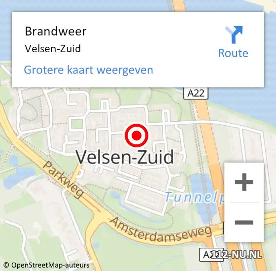 Locatie op kaart van de 112 melding: Brandweer Velsen-Zuid op 25 juli 2021 09:17