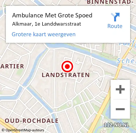 Locatie op kaart van de 112 melding: Ambulance Met Grote Spoed Naar Alkmaar, 1e Landdwarsstraat op 25 juli 2021 09:29