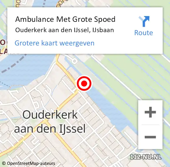 Locatie op kaart van de 112 melding: Ambulance Met Grote Spoed Naar Ouderkerk aan den IJssel, IJsbaan op 25 juli 2021 09:32