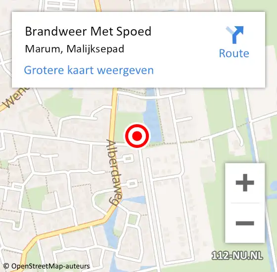 Locatie op kaart van de 112 melding: Brandweer Met Spoed Naar Marum, Malijksepad op 25 juli 2021 10:07