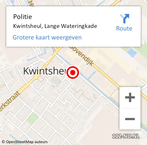 Locatie op kaart van de 112 melding: Politie Kwintsheul, Lange Wateringkade op 25 juli 2021 10:09