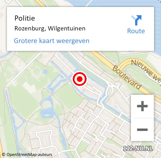 Locatie op kaart van de 112 melding: Politie Rozenburg, Wilgentuinen op 25 juli 2021 10:12