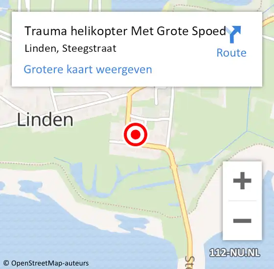 Locatie op kaart van de 112 melding: Trauma helikopter Met Grote Spoed Naar Linden, Steegstraat op 25 juli 2021 10:35