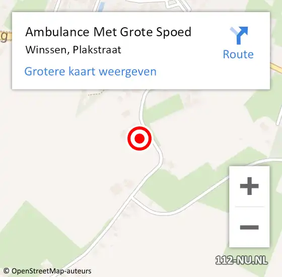 Locatie op kaart van de 112 melding: Ambulance Met Grote Spoed Naar Winssen, Plakstraat op 25 juli 2021 10:44