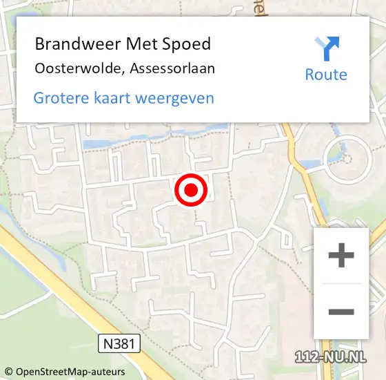 Locatie op kaart van de 112 melding: Brandweer Met Spoed Naar Oosterwolde, Assessorlaan op 25 juli 2021 11:01