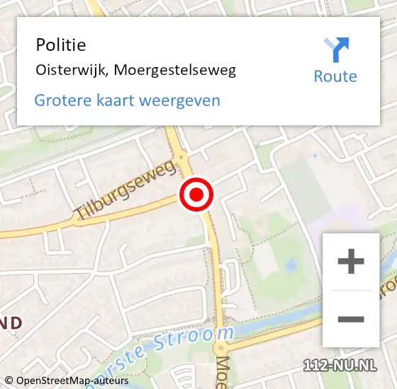 Locatie op kaart van de 112 melding: Politie Oisterwijk, Moergestelseweg op 25 juli 2021 11:33