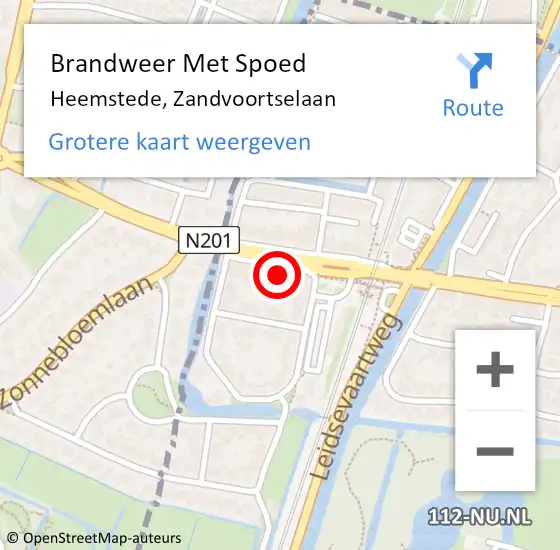 Locatie op kaart van de 112 melding: Brandweer Met Spoed Naar Heemstede, Zandvoortselaan op 25 juli 2021 11:36