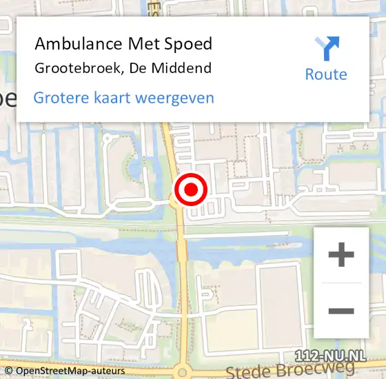 Locatie op kaart van de 112 melding: Ambulance Met Spoed Naar Grootebroek, De Middend op 25 juli 2021 11:43