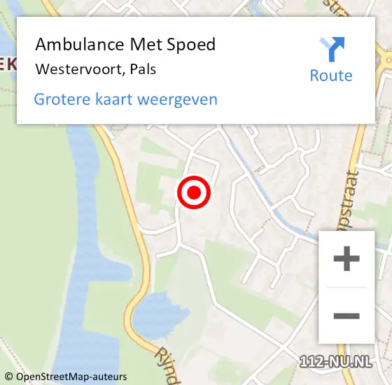 Locatie op kaart van de 112 melding: Ambulance Met Spoed Naar Westervoort, Pals op 25 juli 2021 11:49