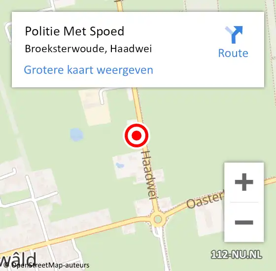 Locatie op kaart van de 112 melding: Politie Met Spoed Naar Broeksterwoude, Haadwei op 25 juli 2021 11:58