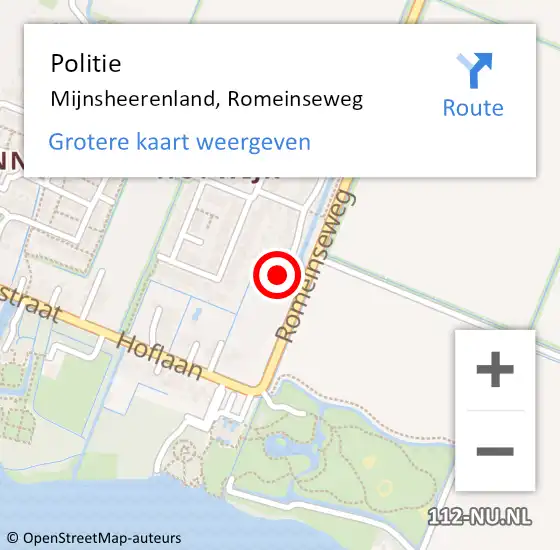 Locatie op kaart van de 112 melding: Politie Mijnsheerenland, Romeinseweg op 25 juli 2021 11:59