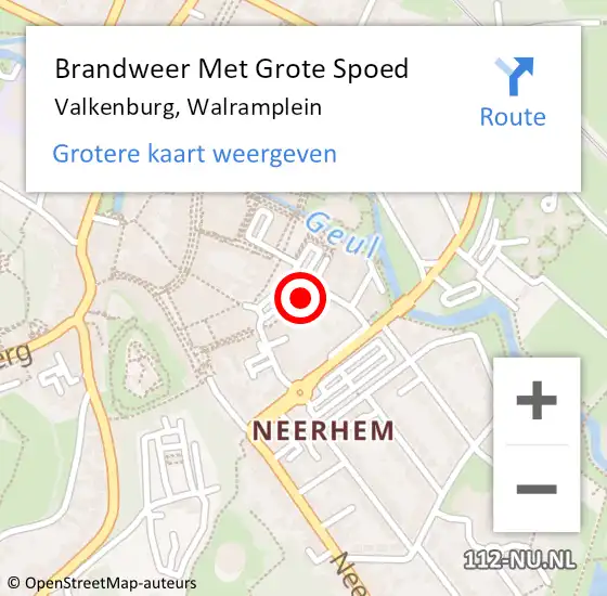 Locatie op kaart van de 112 melding: Brandweer Met Grote Spoed Naar Valkenburg, Walramplein op 25 juli 2021 12:03