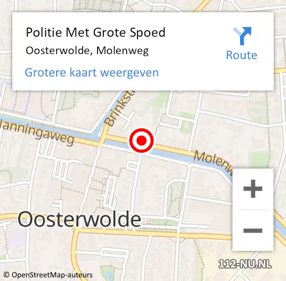 Locatie op kaart van de 112 melding: Politie Met Grote Spoed Naar Oosterwolde, Molenweg op 25 juli 2021 12:16