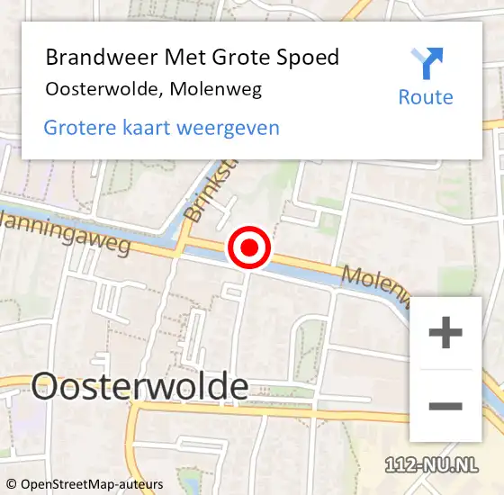 Locatie op kaart van de 112 melding: Brandweer Met Grote Spoed Naar Oosterwolde, Molenweg op 25 juli 2021 12:18