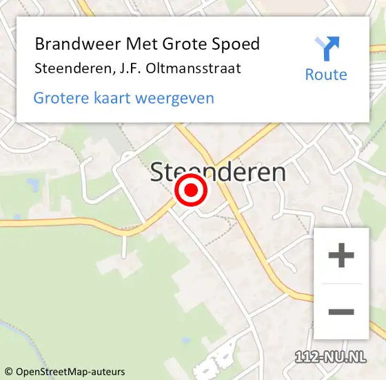 Locatie op kaart van de 112 melding: Brandweer Met Grote Spoed Naar Steenderen, J.F. Oltmansstraat op 25 juli 2021 12:24