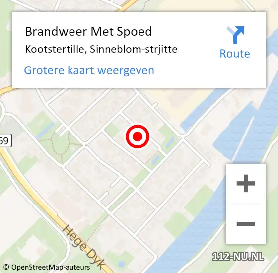 Locatie op kaart van de 112 melding: Brandweer Met Spoed Naar Kootstertille, Sinneblom-strjitte op 25 juli 2021 12:24