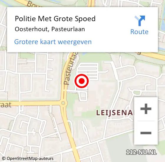 Locatie op kaart van de 112 melding: Politie Met Grote Spoed Naar Oosterhout, Pasteurlaan op 25 juli 2021 12:26