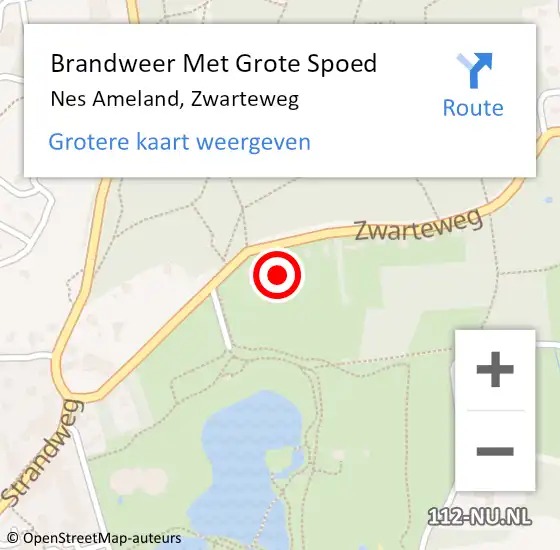 Locatie op kaart van de 112 melding: Brandweer Met Grote Spoed Naar Nes Ameland, Zwarteweg op 25 juli 2021 12:34