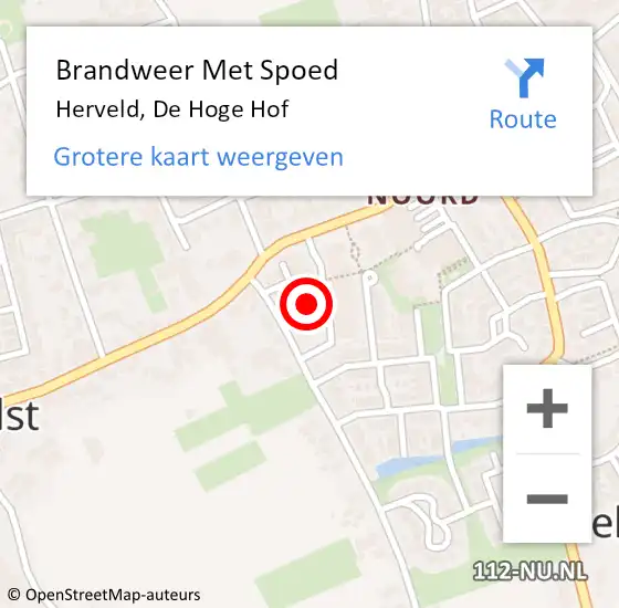 Locatie op kaart van de 112 melding: Brandweer Met Spoed Naar Herveld, De Hoge Hof op 25 juli 2021 12:36