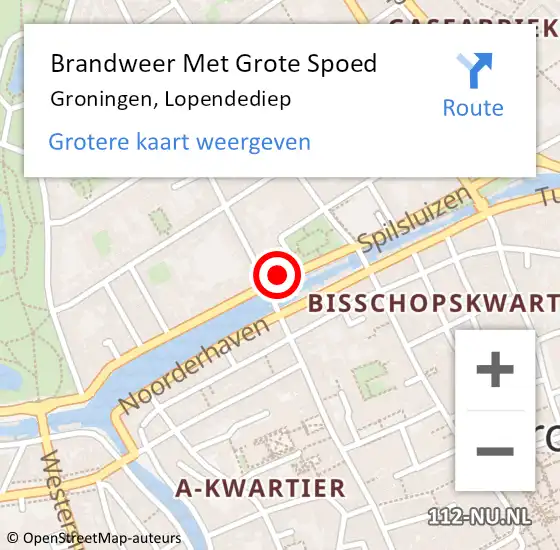 Locatie op kaart van de 112 melding: Brandweer Met Grote Spoed Naar Groningen, Lopendediep op 25 juli 2021 12:44