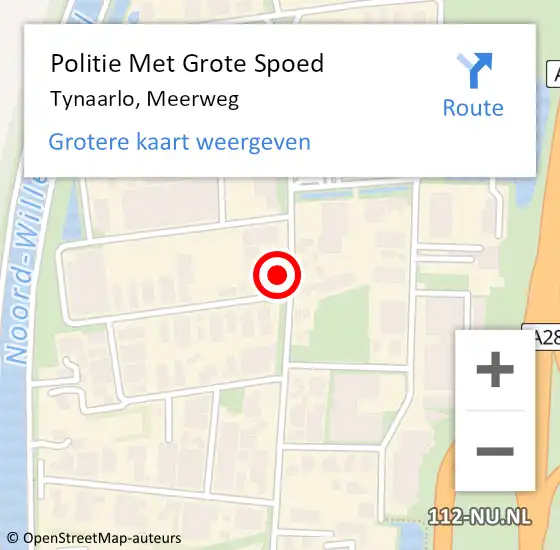 Locatie op kaart van de 112 melding: Politie Met Grote Spoed Naar Tynaarlo, Meerweg op 25 juli 2021 13:01