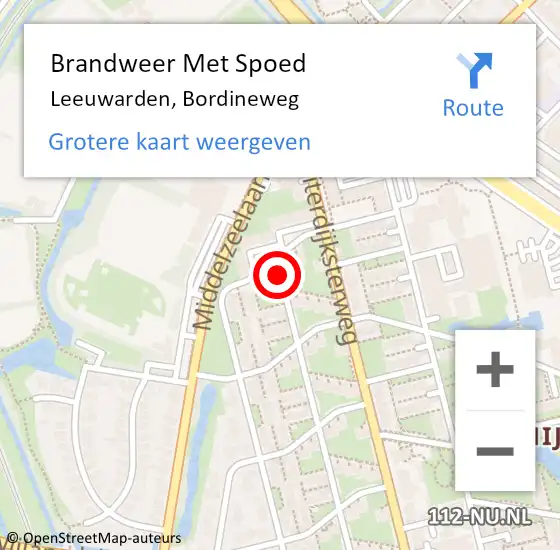 Locatie op kaart van de 112 melding: Brandweer Met Spoed Naar Leeuwarden, Bordineweg op 25 juli 2021 13:12