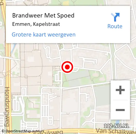 Locatie op kaart van de 112 melding: Brandweer Met Spoed Naar Emmen, Kapelstraat op 25 juli 2021 13:15