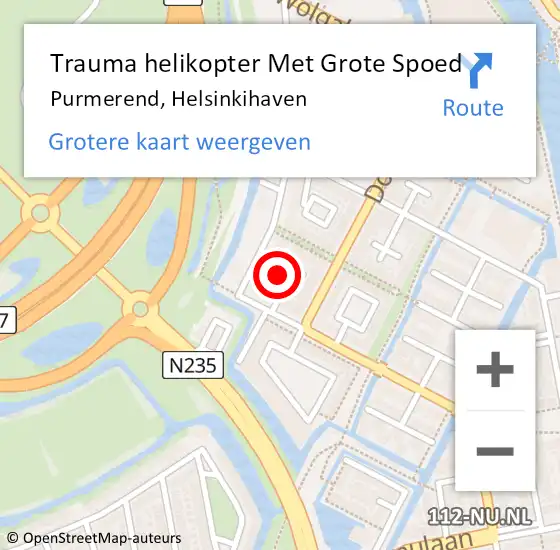 Locatie op kaart van de 112 melding: Trauma helikopter Met Grote Spoed Naar Purmerend, Helsinkihaven op 25 juli 2021 13:17