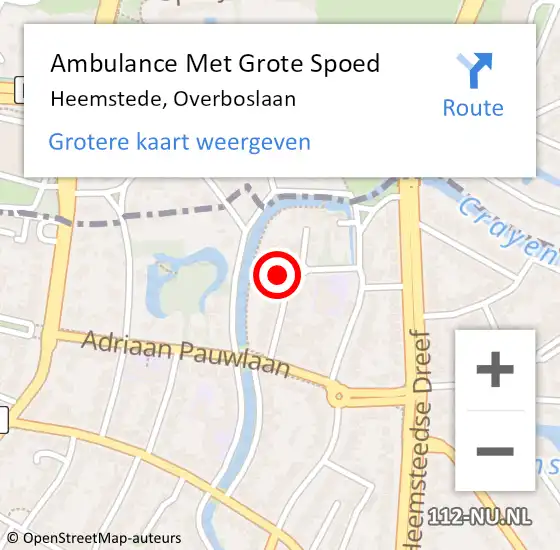 Locatie op kaart van de 112 melding: Ambulance Met Grote Spoed Naar Heemstede, Overboslaan op 25 juli 2021 13:22