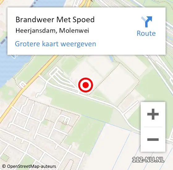 Locatie op kaart van de 112 melding: Brandweer Met Spoed Naar Heerjansdam, Molenwei op 25 juli 2021 13:23