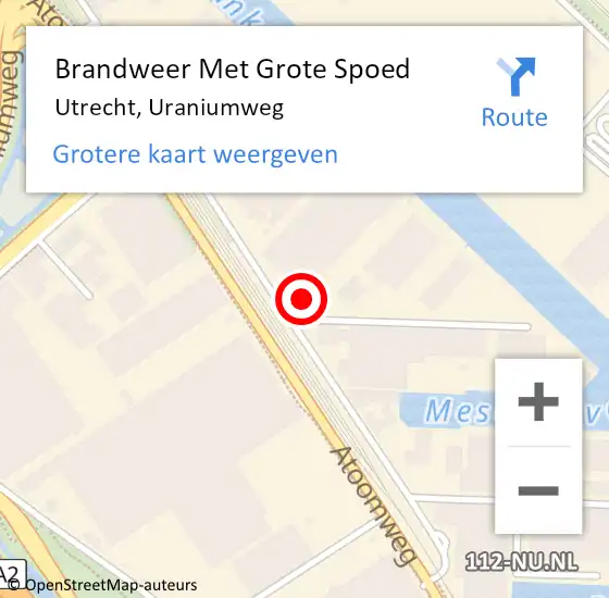 Locatie op kaart van de 112 melding: Brandweer Met Grote Spoed Naar Utrecht, Uraniumweg op 25 juli 2021 13:30