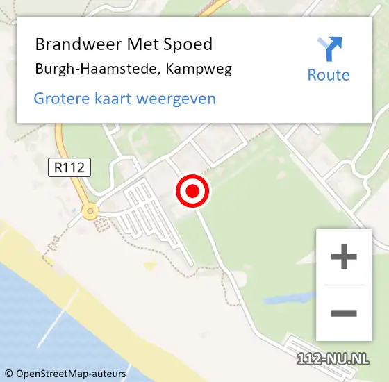 Locatie op kaart van de 112 melding: Brandweer Met Spoed Naar Burgh-Haamstede, Kampweg op 25 juli 2021 13:38