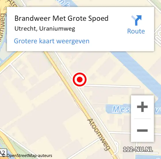 Locatie op kaart van de 112 melding: Brandweer Met Grote Spoed Naar Utrecht, Uraniumweg op 25 juli 2021 13:41