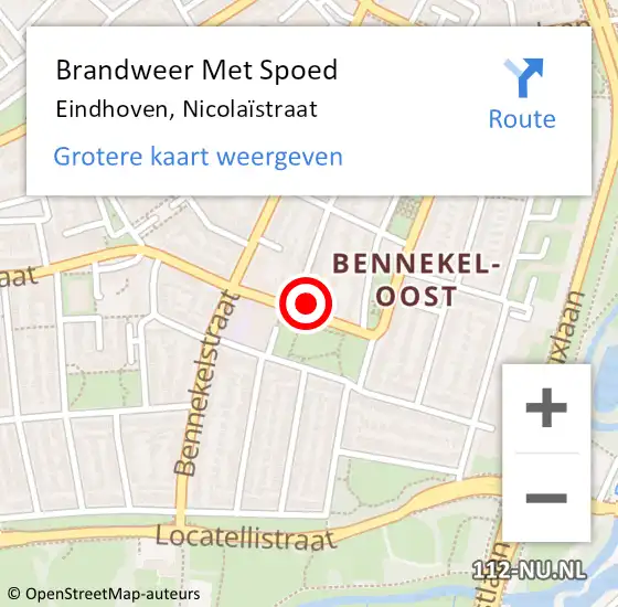 Locatie op kaart van de 112 melding: Brandweer Met Spoed Naar Eindhoven, Nicolaïstraat op 25 juli 2021 14:01