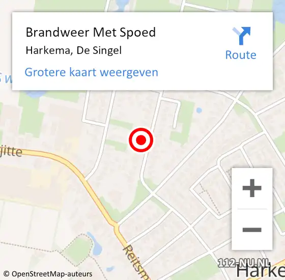 Locatie op kaart van de 112 melding: Brandweer Met Spoed Naar Harkema, De Singel op 25 juli 2021 14:03