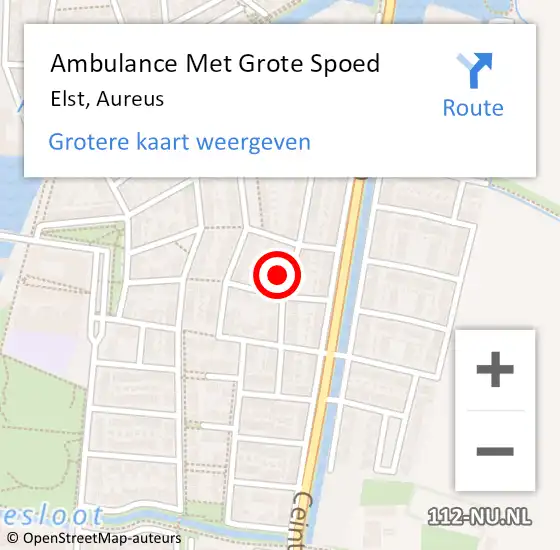 Locatie op kaart van de 112 melding: Ambulance Met Grote Spoed Naar Elst, Aureus op 25 juli 2021 14:05