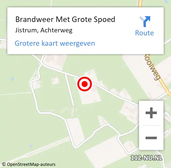 Locatie op kaart van de 112 melding: Brandweer Met Grote Spoed Naar Jistrum, Achterweg op 25 juli 2021 14:07