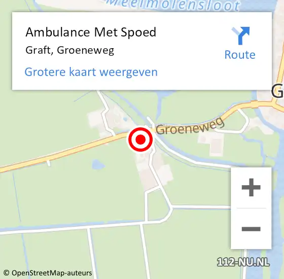 Locatie op kaart van de 112 melding: Ambulance Met Spoed Naar Graft, Groeneweg op 25 juli 2021 14:21