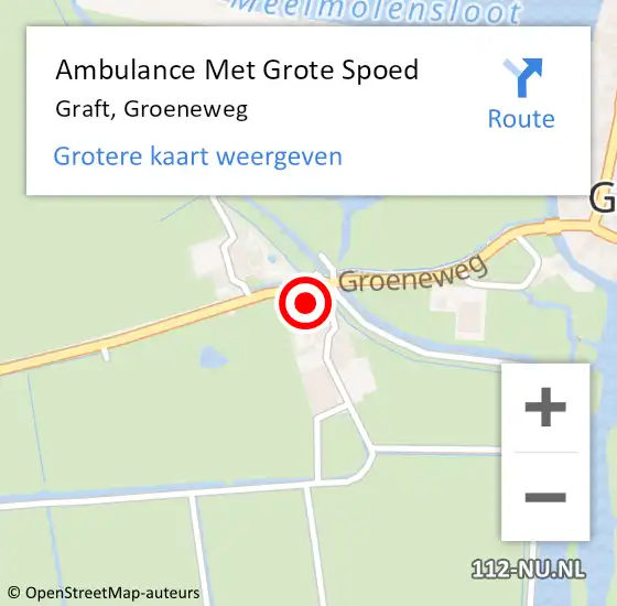 Locatie op kaart van de 112 melding: Ambulance Met Grote Spoed Naar Graft, Groeneweg op 25 juli 2021 14:24