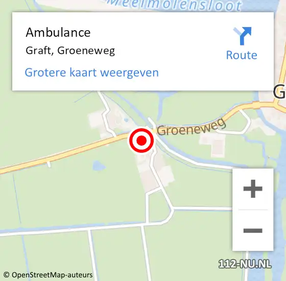 Locatie op kaart van de 112 melding: Ambulance Graft, Groeneweg op 25 juli 2021 14:36