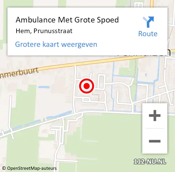 Locatie op kaart van de 112 melding: Ambulance Met Grote Spoed Naar Hem, Prunusstraat op 25 juli 2021 14:38