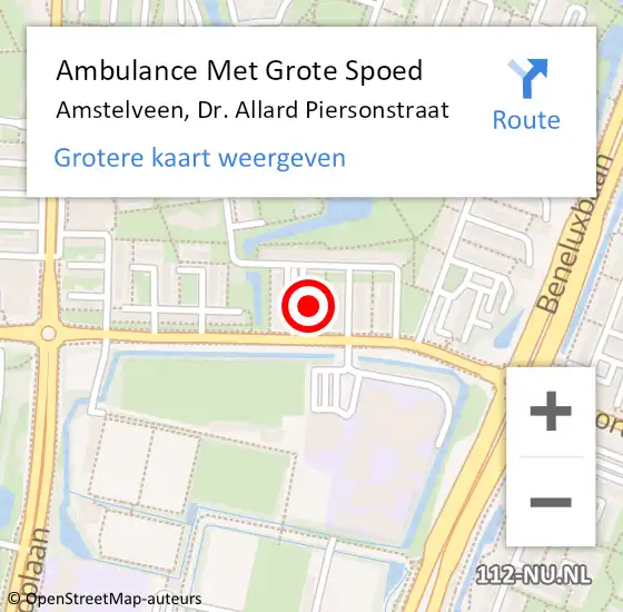 Locatie op kaart van de 112 melding: Ambulance Met Grote Spoed Naar Amstelveen, Dr. Allard Piersonstraat op 25 juli 2021 14:43