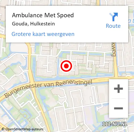 Locatie op kaart van de 112 melding: Ambulance Met Spoed Naar Gouda, Hulkestein op 25 juli 2021 15:00