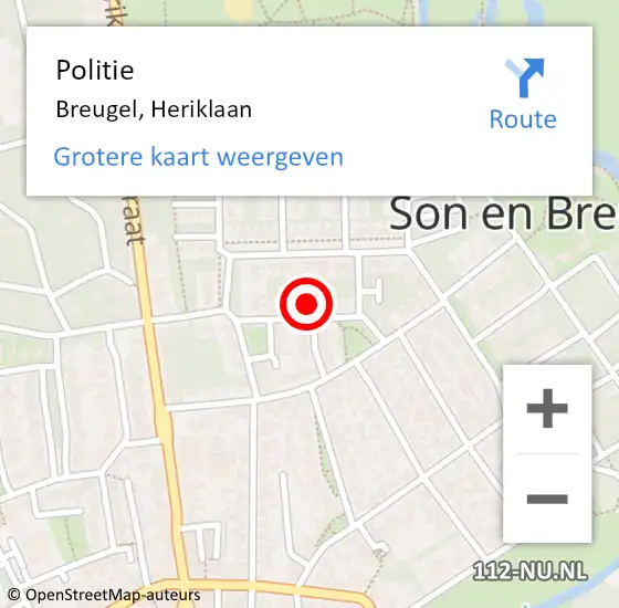 Locatie op kaart van de 112 melding: Politie Breugel, Heriklaan op 25 juli 2021 15:02