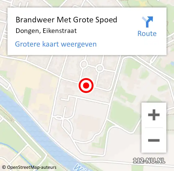 Locatie op kaart van de 112 melding: Brandweer Met Grote Spoed Naar Dongen, Eikenstraat op 17 juni 2014 16:16